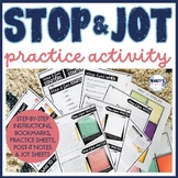 Stop and Jot Practice Reading Response Sheets Reading Comp