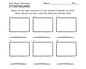 Preview of Stop Motion Animation Storyboard Worksheet