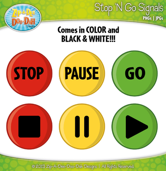 Preview of FREE Stop ‘N Go Signals Symbol Graphics Clipart {Zip-A-Dee-Doo-Dah Designs}