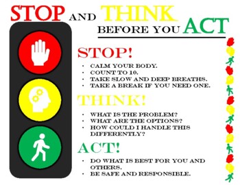 stop act think poster skills rules social classroom therapy teacherspayteachers activities self posters coping school preschool