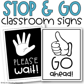 stop and go classroom signs by miss ms reading resources