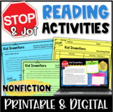 Stop and Jot Reading Comprehension Practice: Nonfiction w/