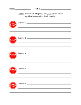 Preview of Stop and Jot Recording Sheet