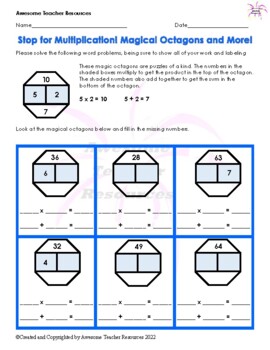 Preview of Stop for Multiplication! Magical Octagons and More! Worksheet#1