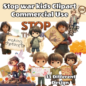 Preview of World war Clipart /Stop war kids Clipart / Commercial Use