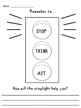 Stoplight Behavior Lesson  STOP, THINK, ACT  by Miss Newman's Necessities