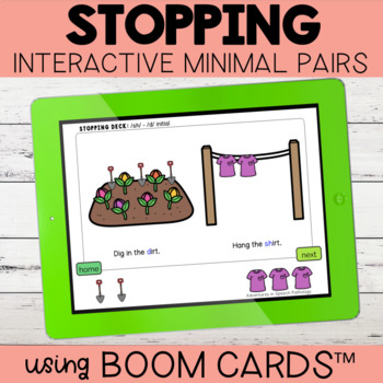 Preview of Stopping Interactive Minimal Pairs | Boom Cards™ | Distance Learning