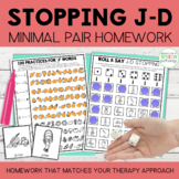 J-D Stopping Minimal Pairs Homework | Speech Therapy