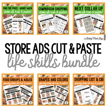 Preview of Store Ads Life Skills {Cut & Paste} Activities BUNDLE