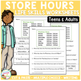 Life Skills: Reading Store Hours Worksheets - Special Education