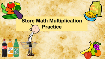 Preview of Store Math Multiplication Practice PDF Slides