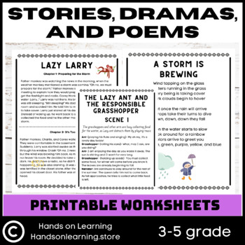 Preview of Stories, Dramas, and Poems Worksheets
