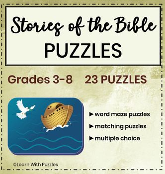 Preview of Stories of the Bible Puzzle Collection 23 Unique Puzzles  Gr3-8 PDF