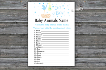 Stork nest Baby Animals Name Game,It's a boy Baby shower games-210