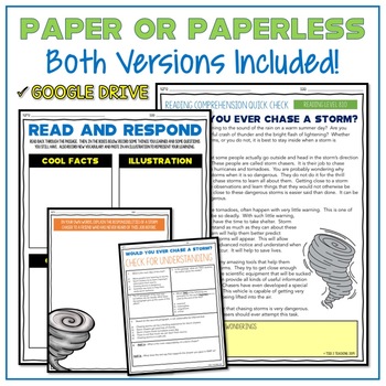 Storm Chasers Reading Comprehension Passage and Questions Distance Learning