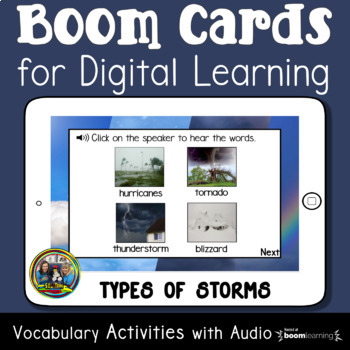 Preview of Storms Boom Cards Vocabulary and Phonics