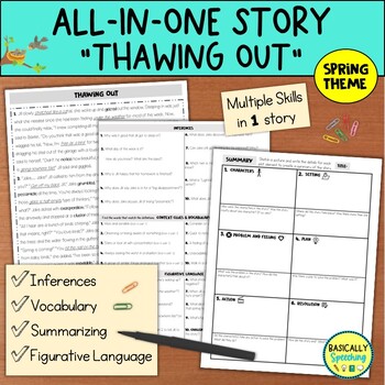 Preview of Story Activity for Mixed Speech Therapy Groups & Multiple Goals, Spring Theme