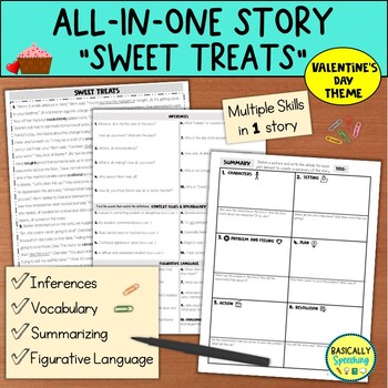 Preview of Story Activity for Mixed Speech Therapy Groups & Multiple Goals- Valentine's