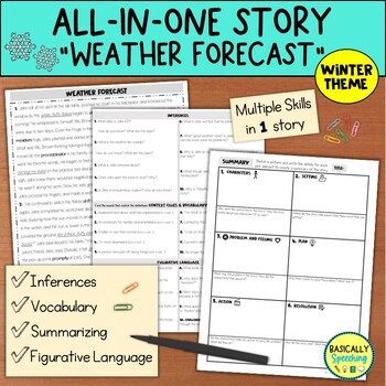 Preview of Story Activity for Mixed Speech Therapy Groups & Multiple Goals, Winter Theme