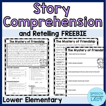 Preview of Story Comprehension | Literal & Inferential WH Questions, Retelling & Vocabulary