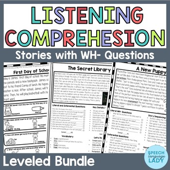 Preview of Story Comprehension with WH Questions | Leveled Bundle