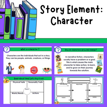 Story Element: Character ~ Powerpoint Lesson Slides and Graphic Organizers