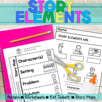 Story Elements Activities | Posters | Worksheets | Story Map | ESL