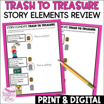 Preview of Story Elements Activity-- Print and Digital Options