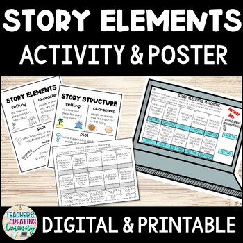 Story Elements Anchor Chart & Activity Printable and Digital | TpT