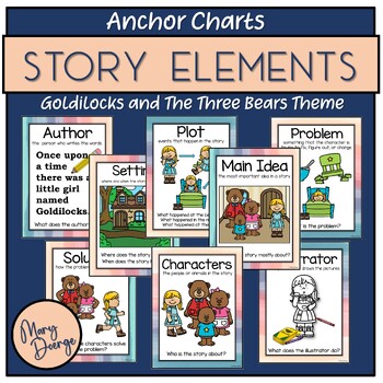 Story Elements Anchor Charts Goldilocks Theme by Mary Doerge | TPT