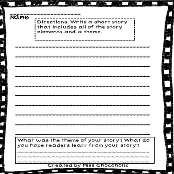 No Prep Printables- Story Elements And Theme Resources by Miss Chocoholic