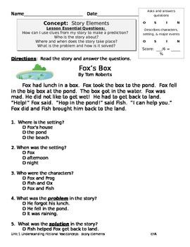 Story Elements Assessment by Fancy In First Grade | TpT