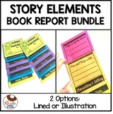 Fiction Book Report Template | Story Elements Flip Book Bundle