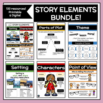 Story Elements Bundle- Characters, Theme, Setting, Plot, & Point of View