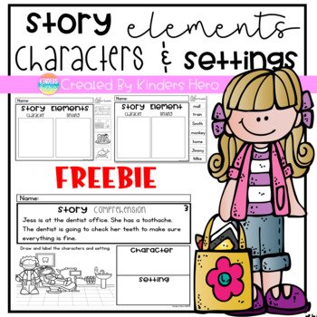 Preview of Story Elements Characters and Settings Worksheet FREEBIE