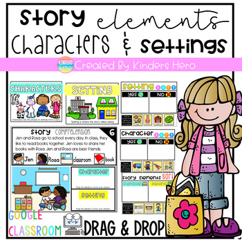 Preview of Story Element Character and Setting for Google Slides Distance Learning