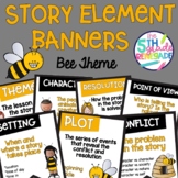 Story Elements Colored Banners Posters with a Bumblebee Bee Theme