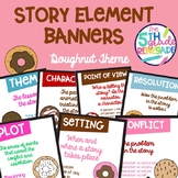 Story Elements Colored Banners with a  Doughnut Donut Theme