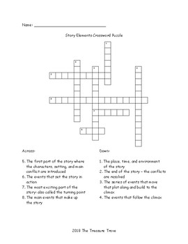 Story Elements Crossword Puzzles by The Treasure Trove TPT