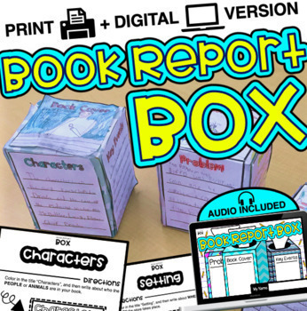 Preview of Book Report Box Project | Story Elements PRINT + DIGITAL (Google Slides)