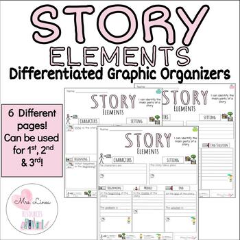 Story Elements Differentiated Graphic Organizers ESL/Special Ed by Mrs ...