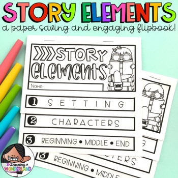 Preview of Story Elements Flip Book | English & Spanish | Elementos del Cuento