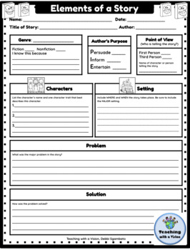 Preview of Story Elements Graphic Organizer