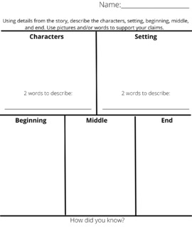 Preview of Story Elements Graphic Organizer