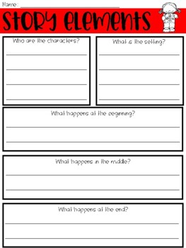Preview of Story Elements Graphic Organizer / RL.1.1 Identify Story Elements