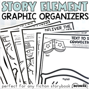 Preview of Fiction Story Elements Graphic Organizers | Reading Response | Character Traits