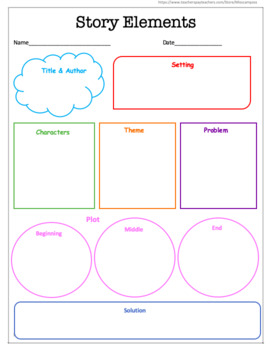 Preview of Story Elements Graphic Organizer- Theme Included