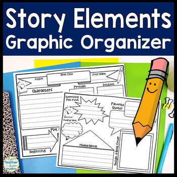 Preview of Story Elements Graphic Organizer | Two-Page Story Elements Worksheet