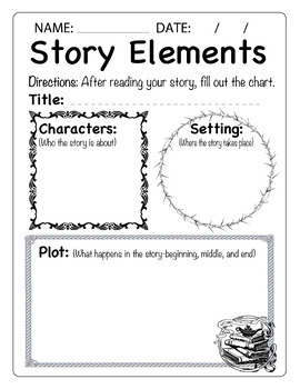 Story Elements Graphic Organizer Worksheet -Story Elements (for 2nd grade)