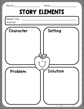 Story Elements Graphic Organizer with Characters, Setting, Problem and ...